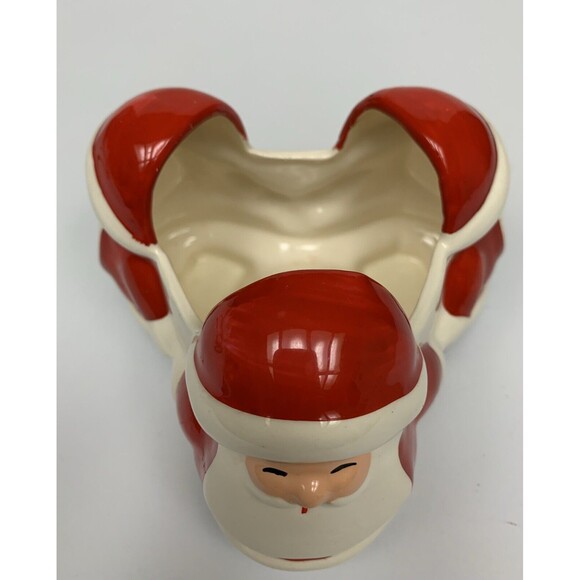 Vintage Ardco Christmas‎ Triple Santa Planter Candy Nut Dish Made In Taiwan - Picture 2 of 6